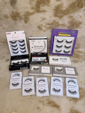 Lot of 17 Pair False Eyelashes Besame, Ardell Christina Plus Bonus Bottom Lashes